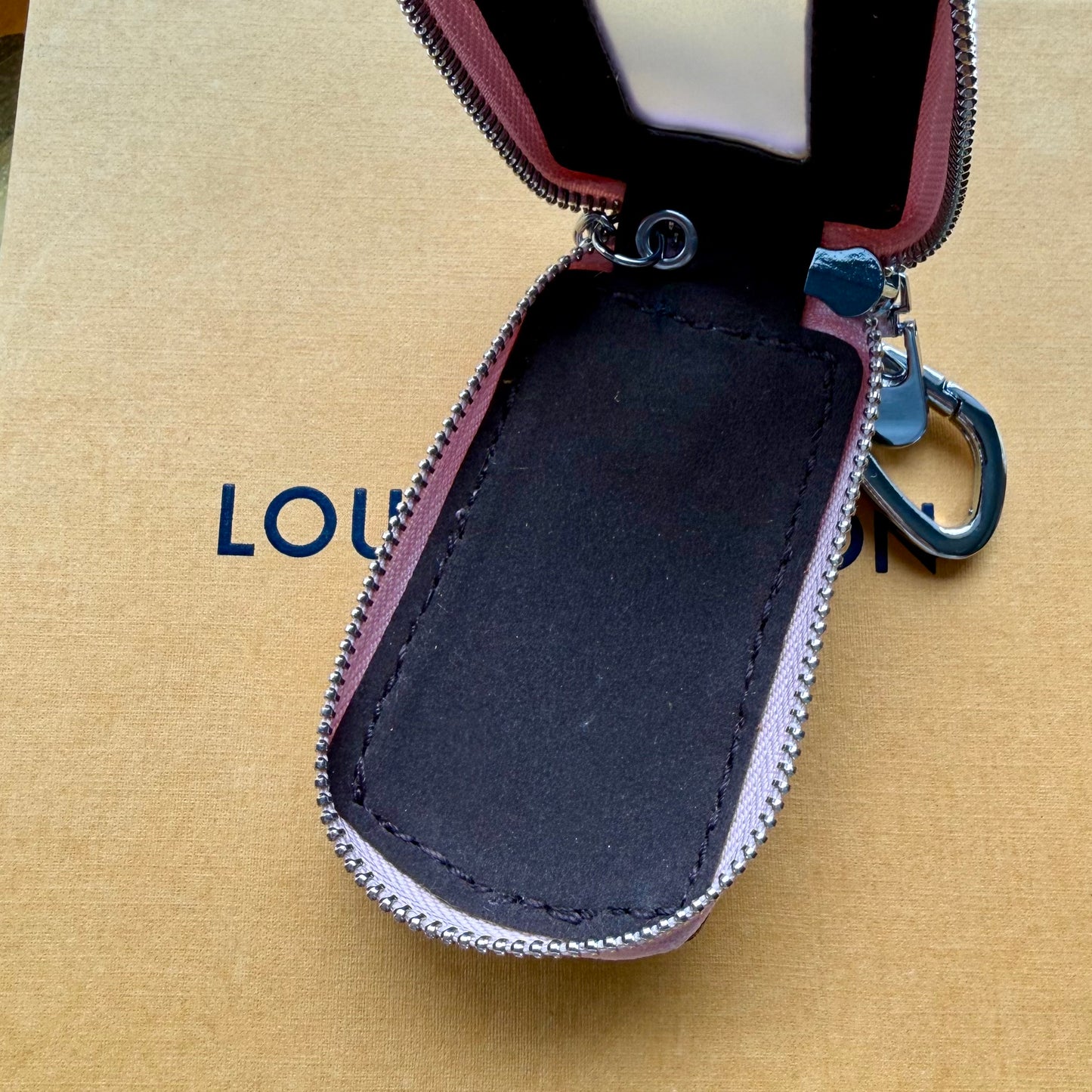 {RED} Upcycled Mono + Pink Leather Universal Key Fob Cover