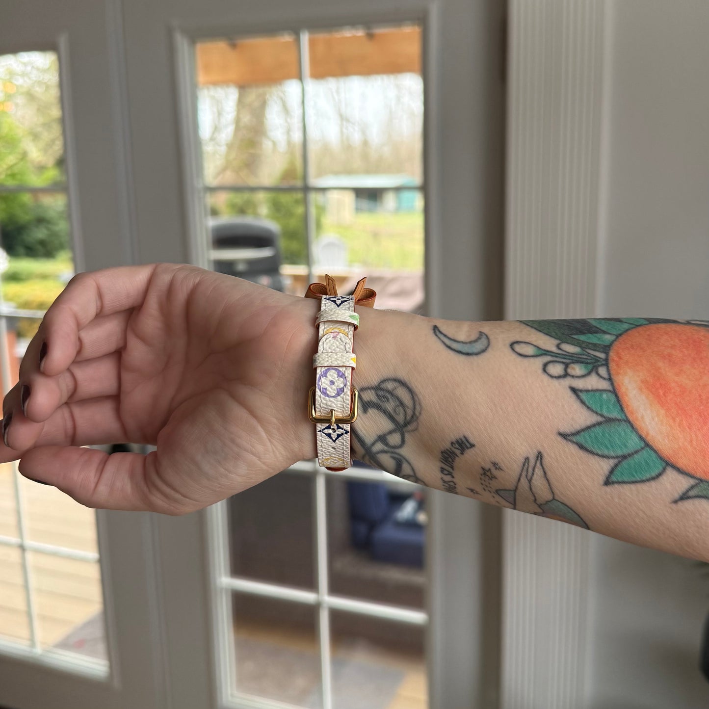 Authentic Preloved Y2K LV x Murakami White Multi Bow ID Bracelet