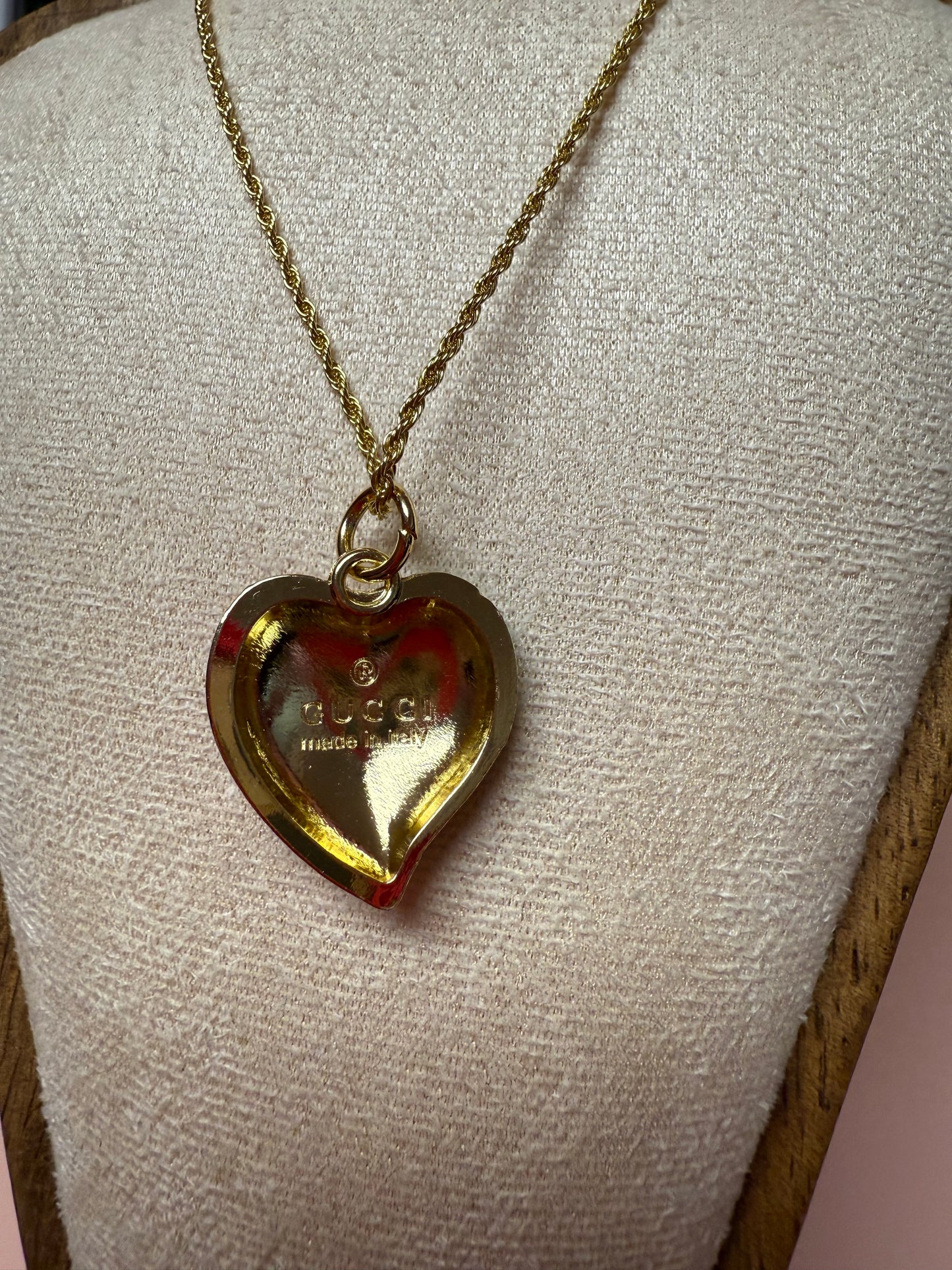 LIGHTNING STRIKES Vintage Upcycled Lux GG Charm Necklace in Red + Green