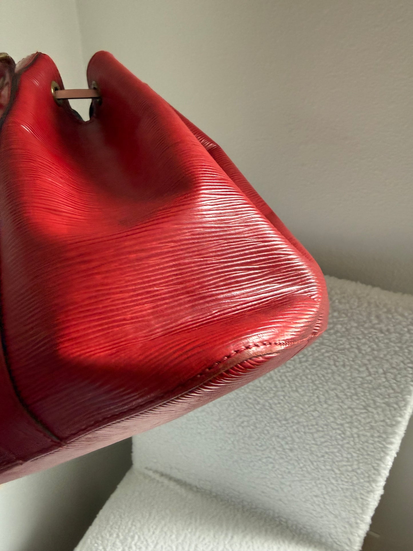 Authentic Preloved Vintage Reimagined Louis Vuitton Petit Noe in Red Epi Leather