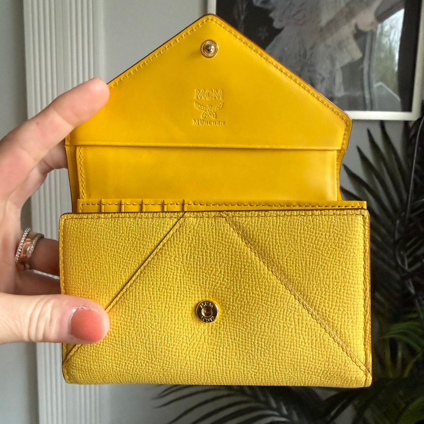 Authentic Preloved Classic Quiet Luxury Coastal Grandma MCM Yellow Leather Short Wallet
