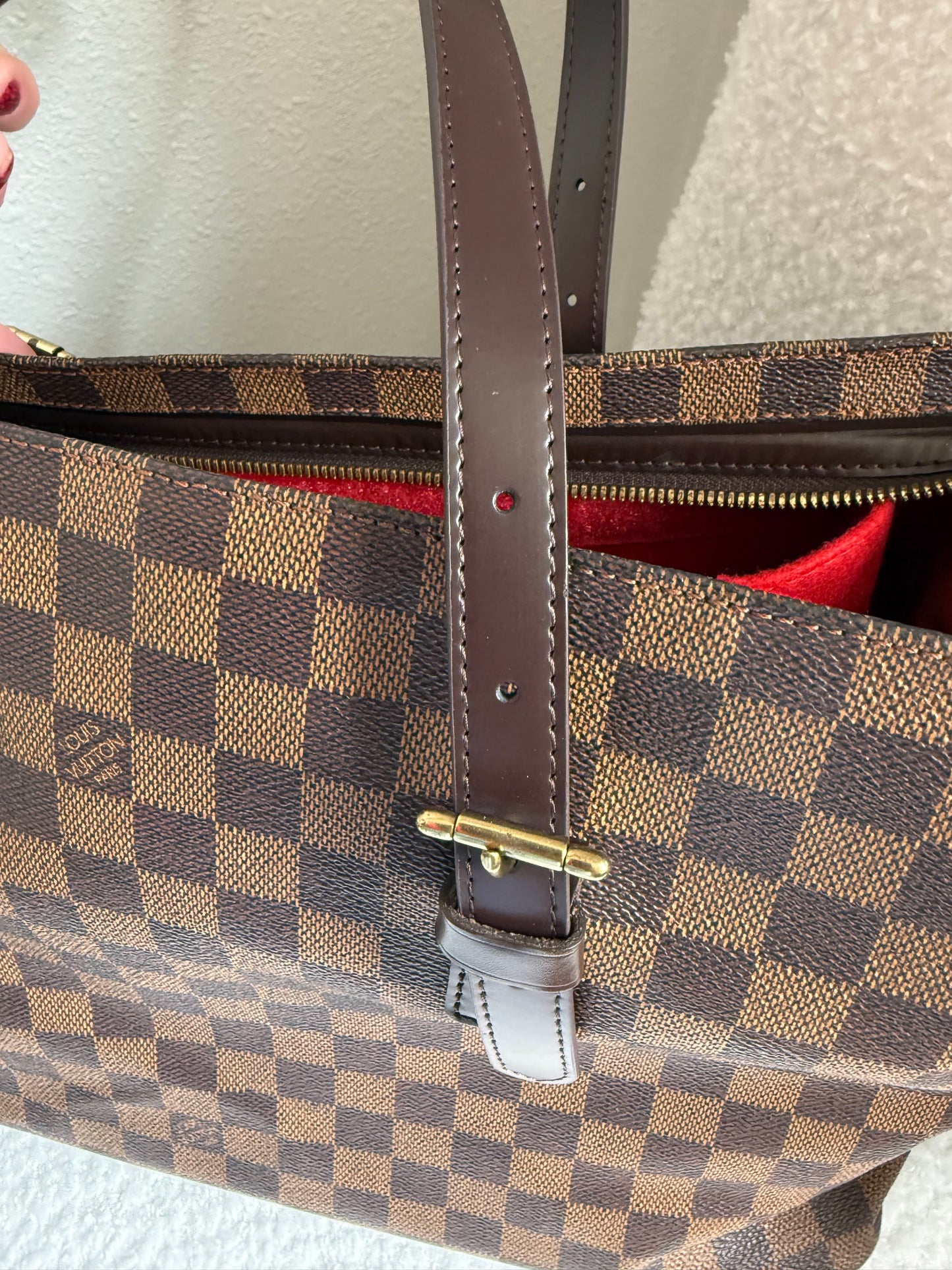 Luxury Authentic Preloved Chelsea Large Shoulder tote in Damier Ebene
