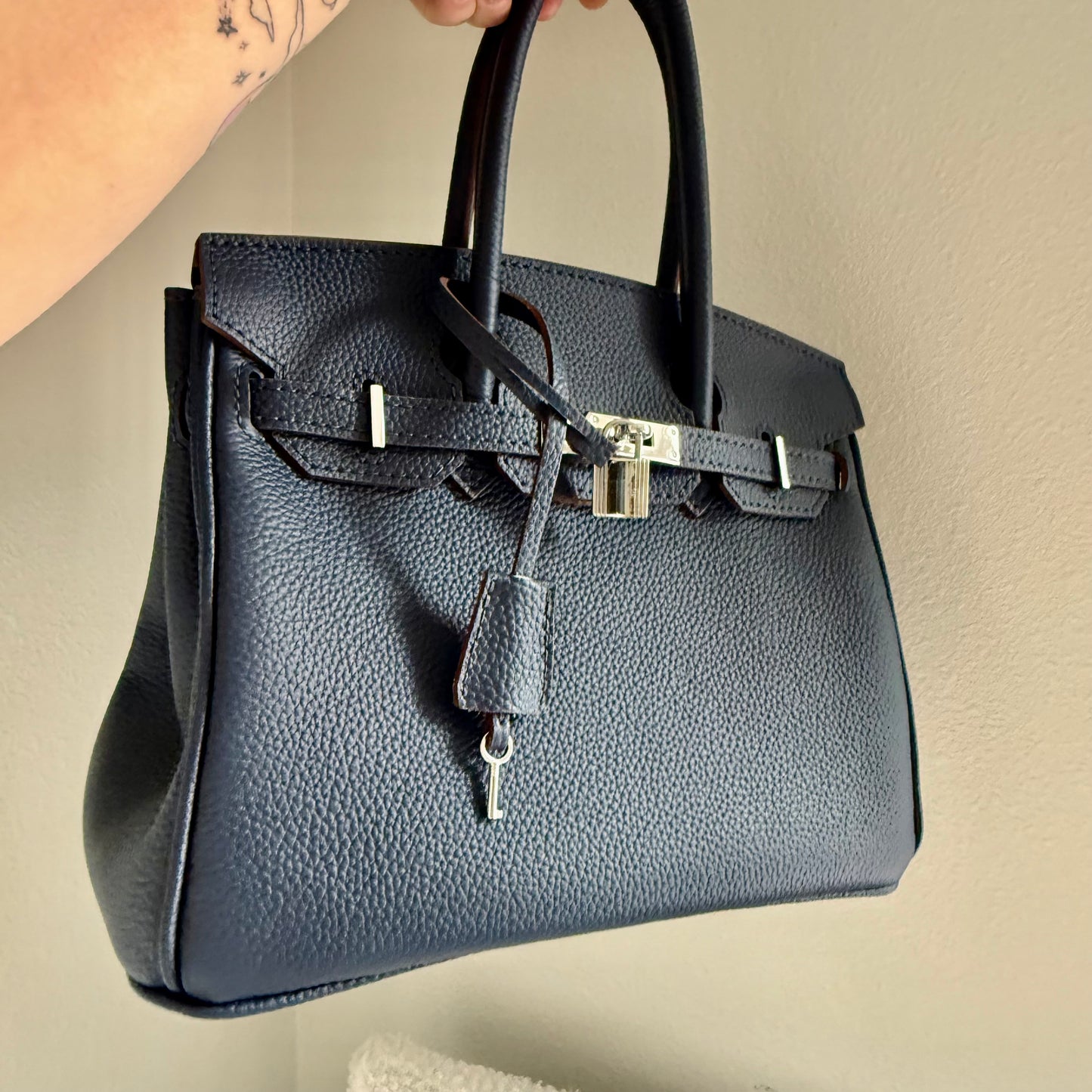 The SWIRKIN 30 || Handmade Upcycled Luxury Handbag Navy Blue