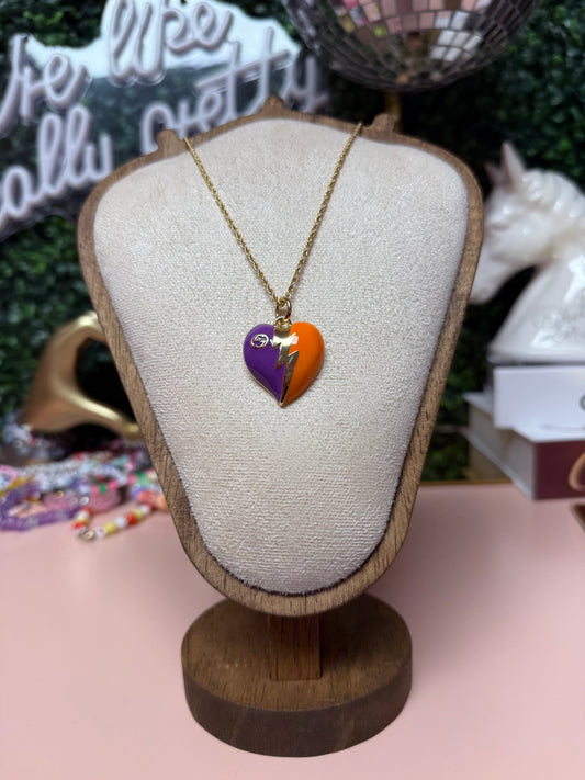 LIGHTNING STRIKES Vintage Upcycled Lux GG Charm Necklace in Orange + Purple