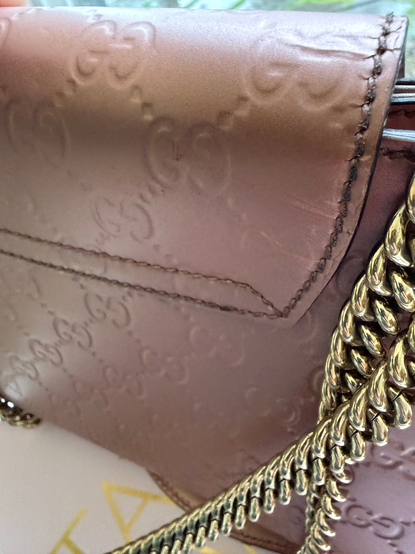 Preloved Authentic Metallic Rose Patent Leather Gucci EMILY Chain Shoulder Bag