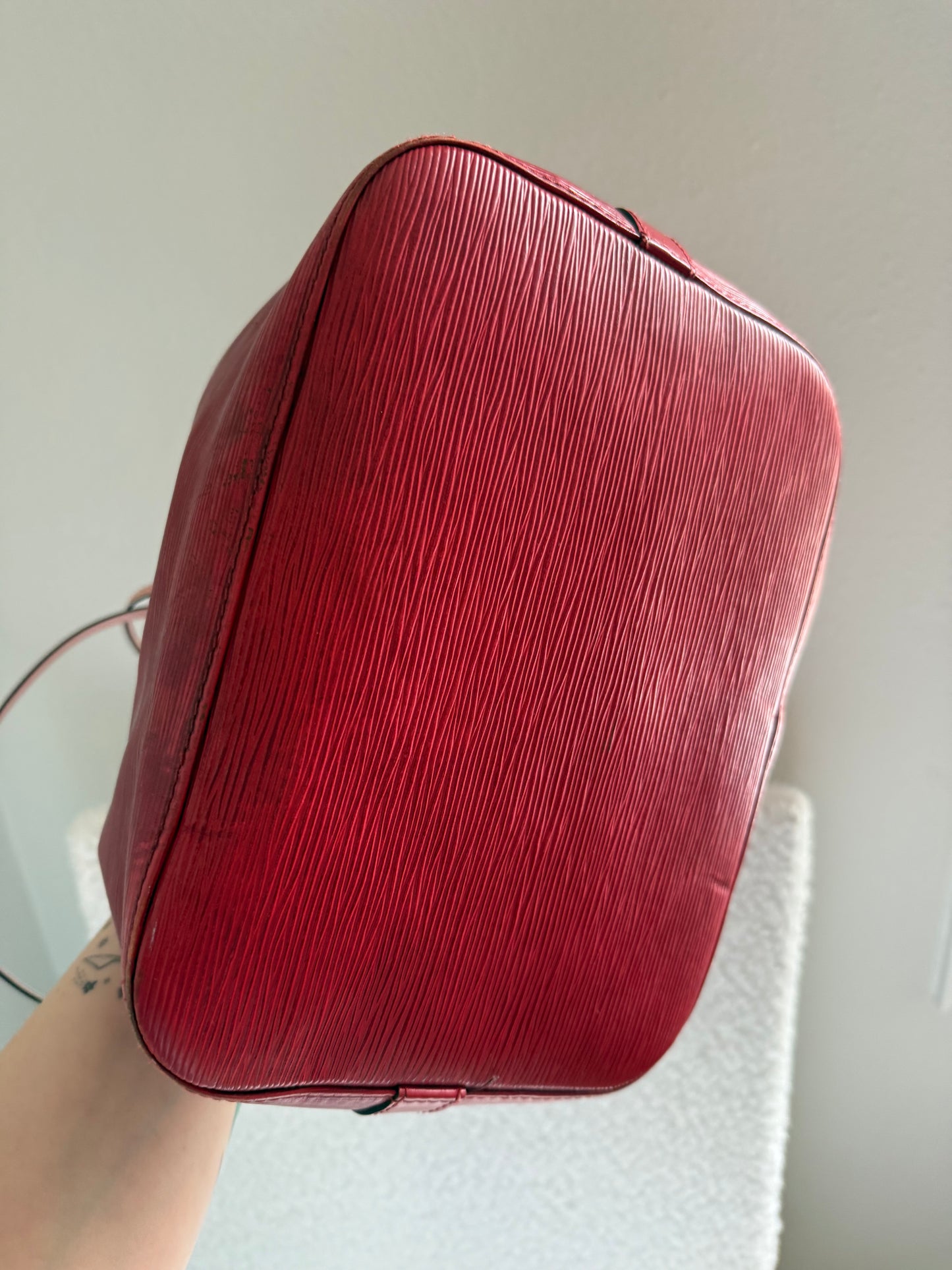 Authentic Preloved Vintage Reimagined Louis Vuitton Petit Noe in Red Epi Leather