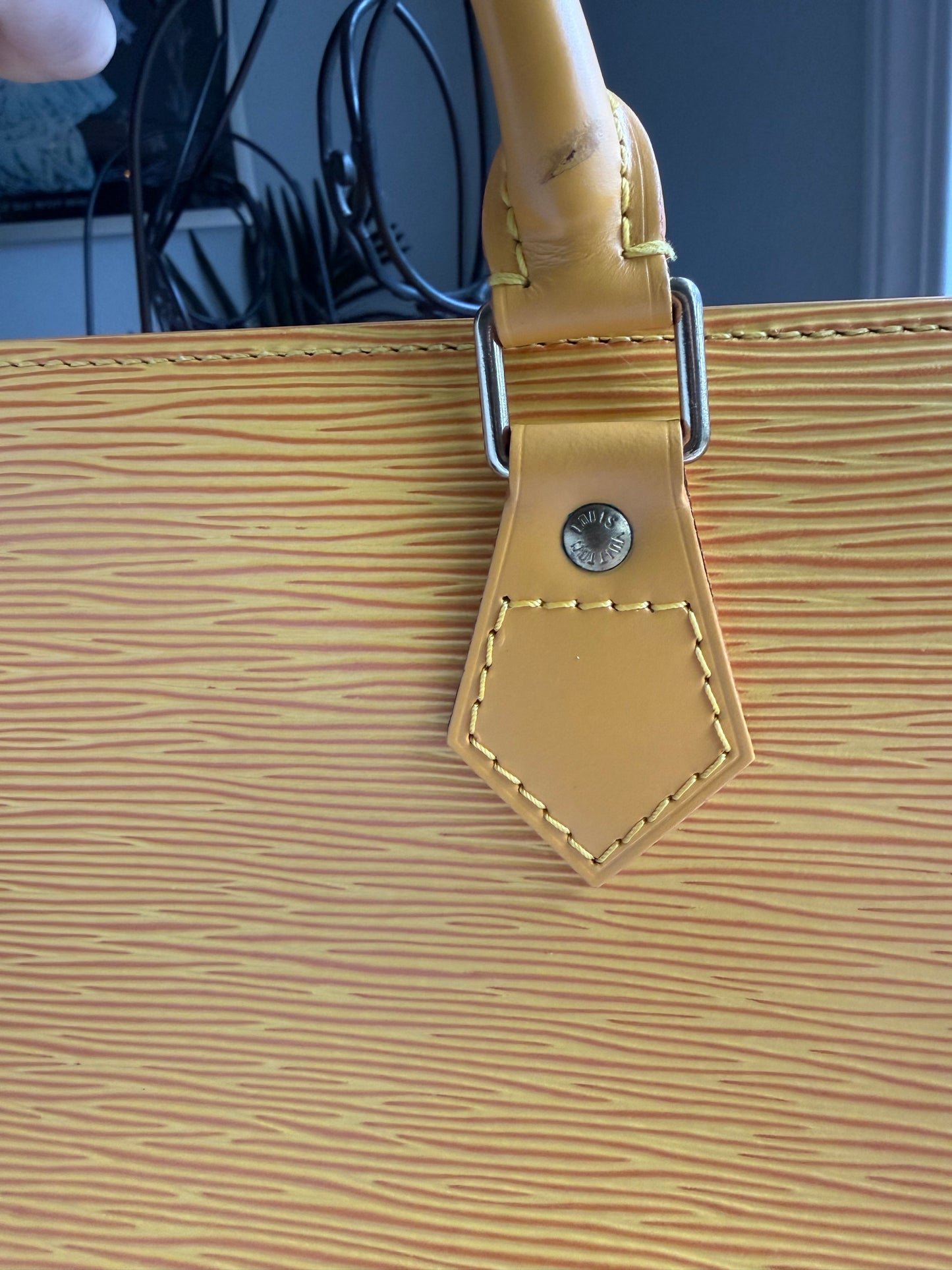 Preloved Authentic Vintage Luxury Statement Piece Iconic 1995 Louis Vuitton Sac Triangle bag in yellow epi leather