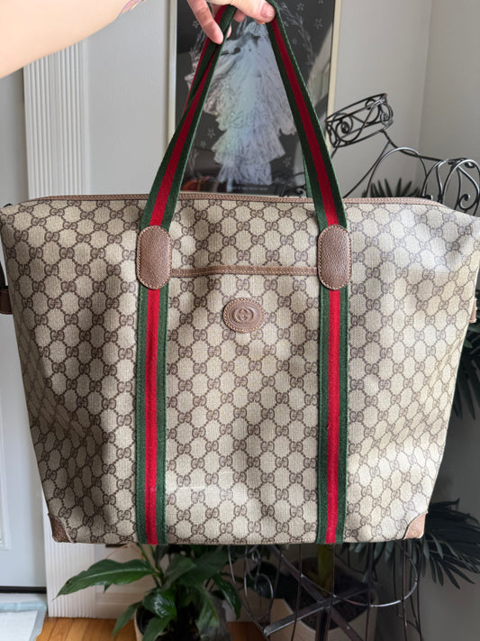 Authentic Preloved Vintage Gucci Sherry Line Canvas Weekender Bag