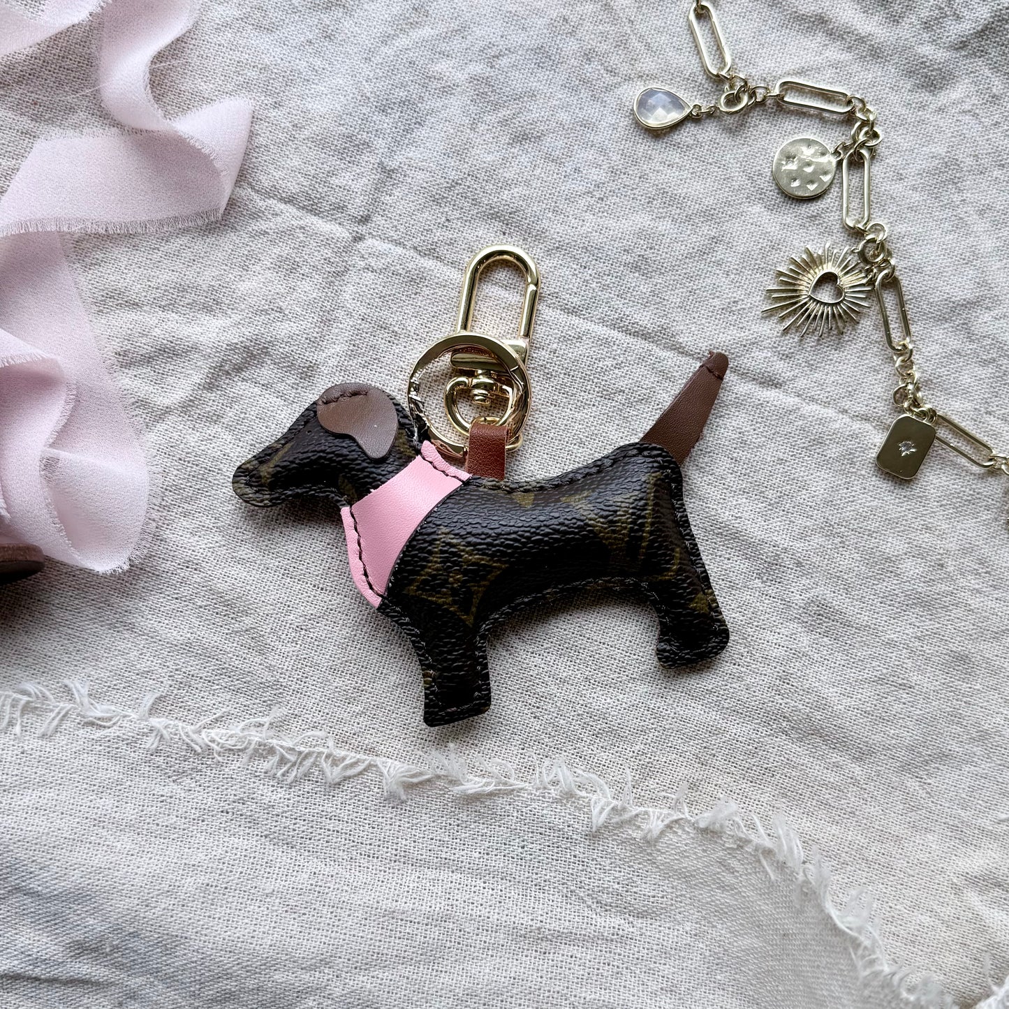 The BANDANA PUP Bag Charm || Upcycled Luxury Handmade Pet Lover Gift *Various Colors*