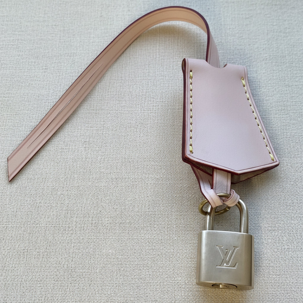 Authentic Preloved Vintage LV Brass lock + Keys with Vachetta Cloche Charm