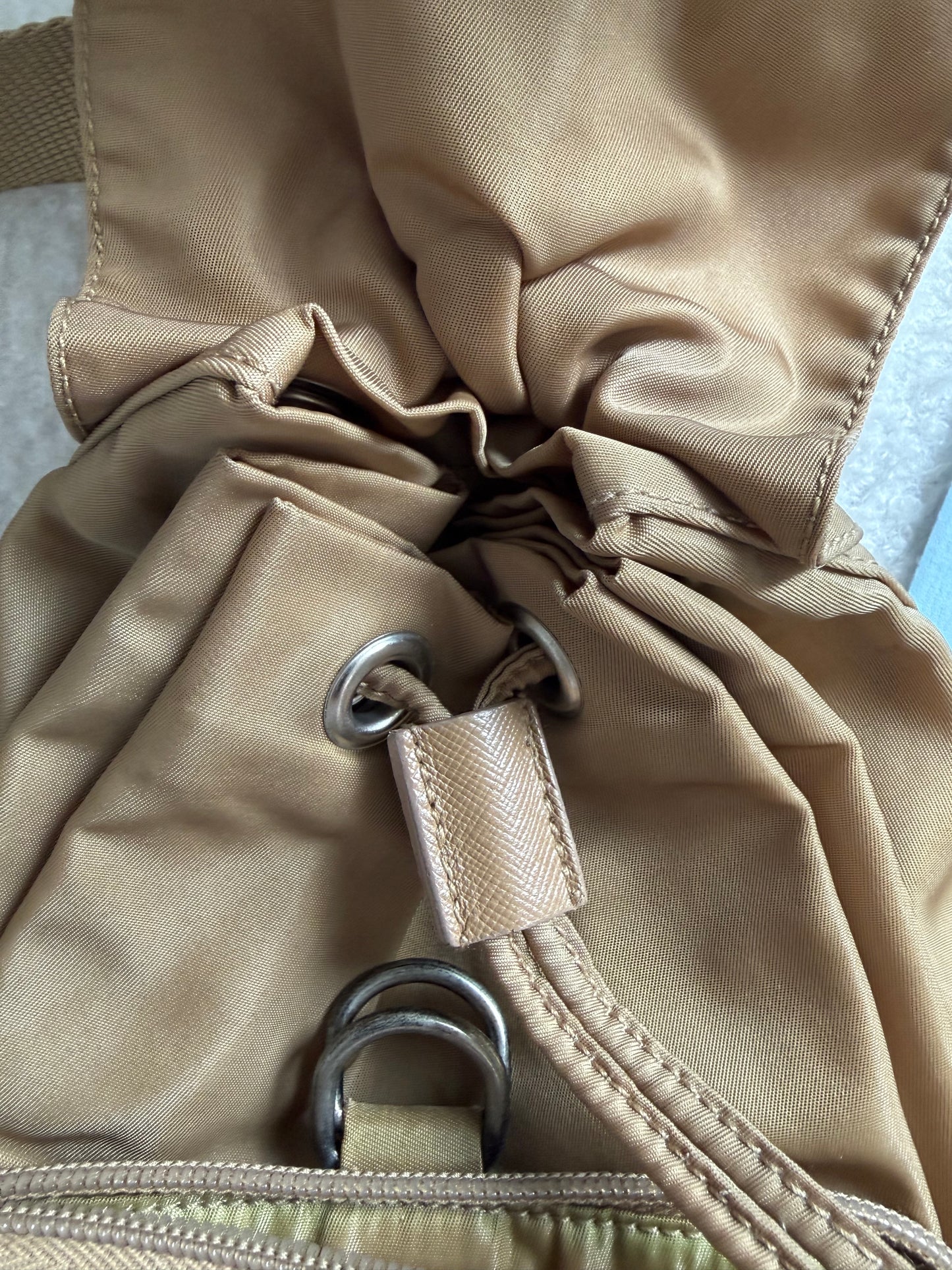 Luxury Authentic Preloved Vintage PRADA Mini Backpack Bag in Khaki