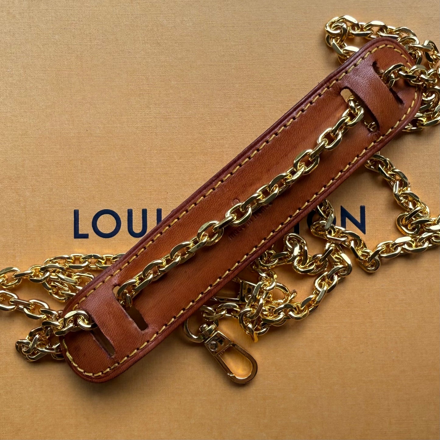Gold Chain Crossbody Strap with Authentic LV Shoulder Piece