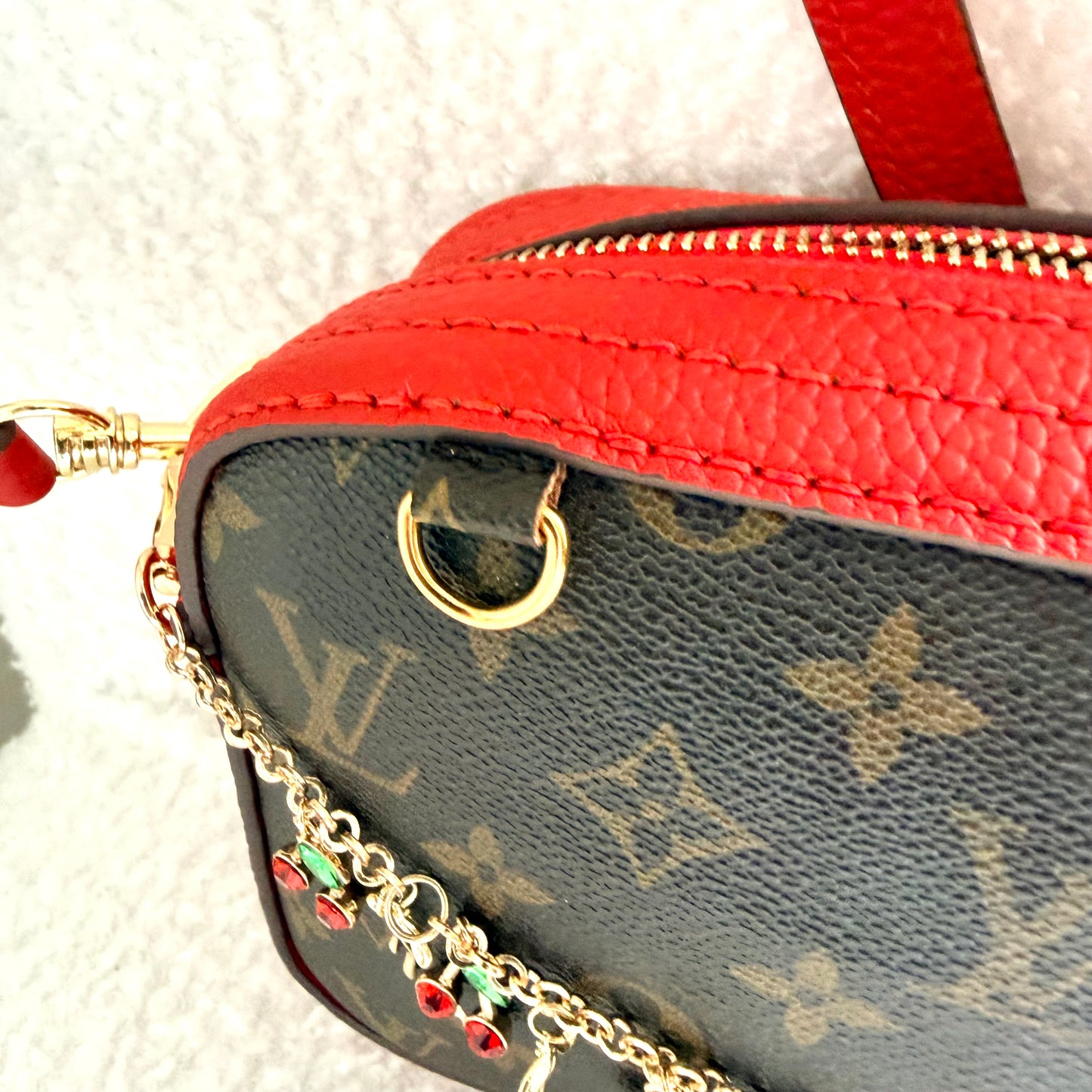 The AMERICANA Crossbody || Handmade Upcycled Luxury Monogram Canvas Cherry Crossbody Bag