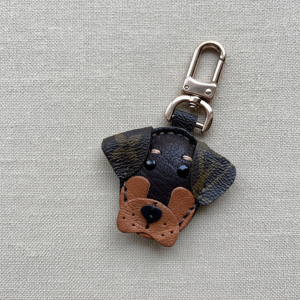 Handmade Upcycled LV Doberman Bag Charm