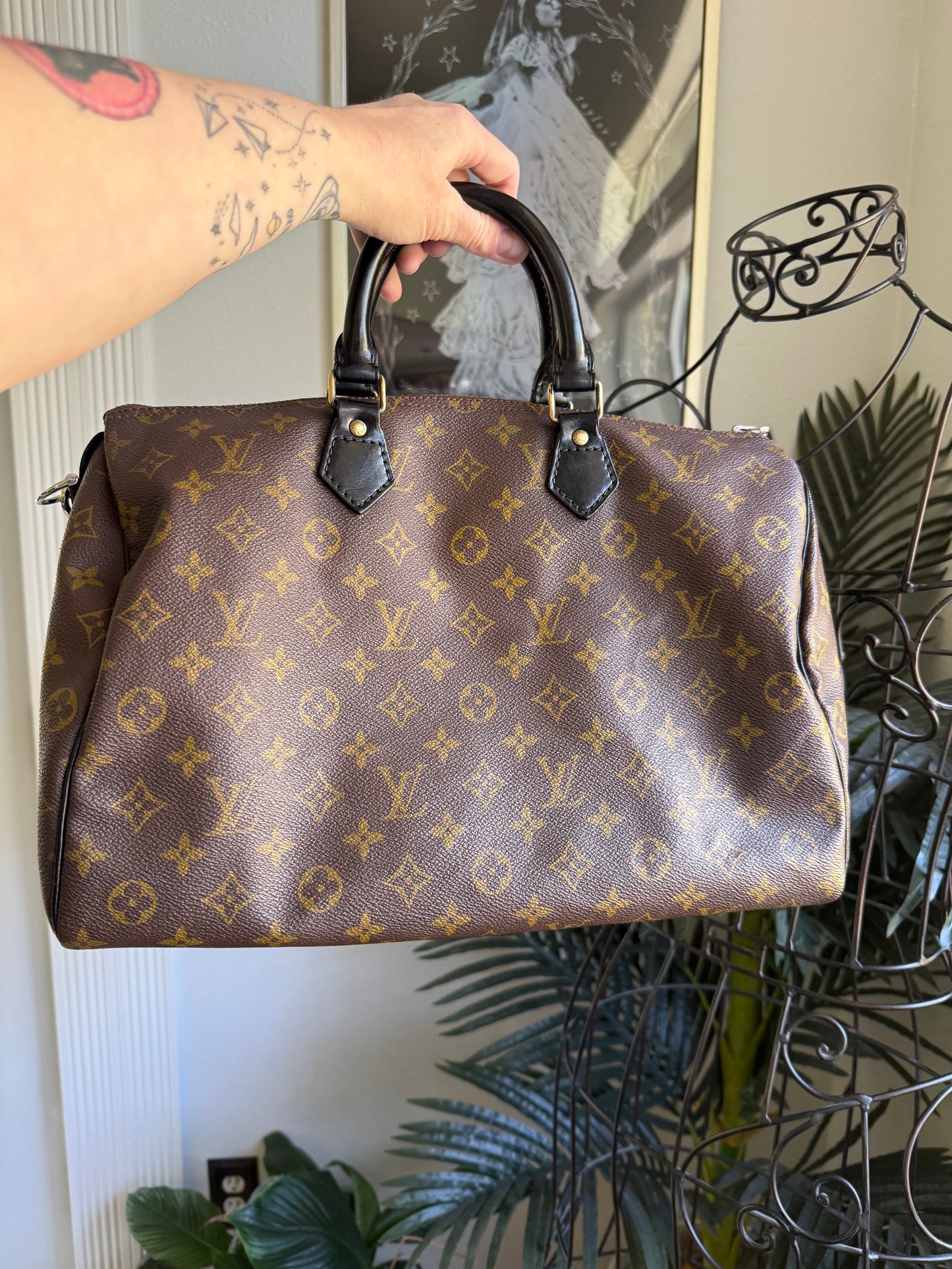Preloved Authentic Reimagined Vintage LV Speedy 35 DARK *one of one*