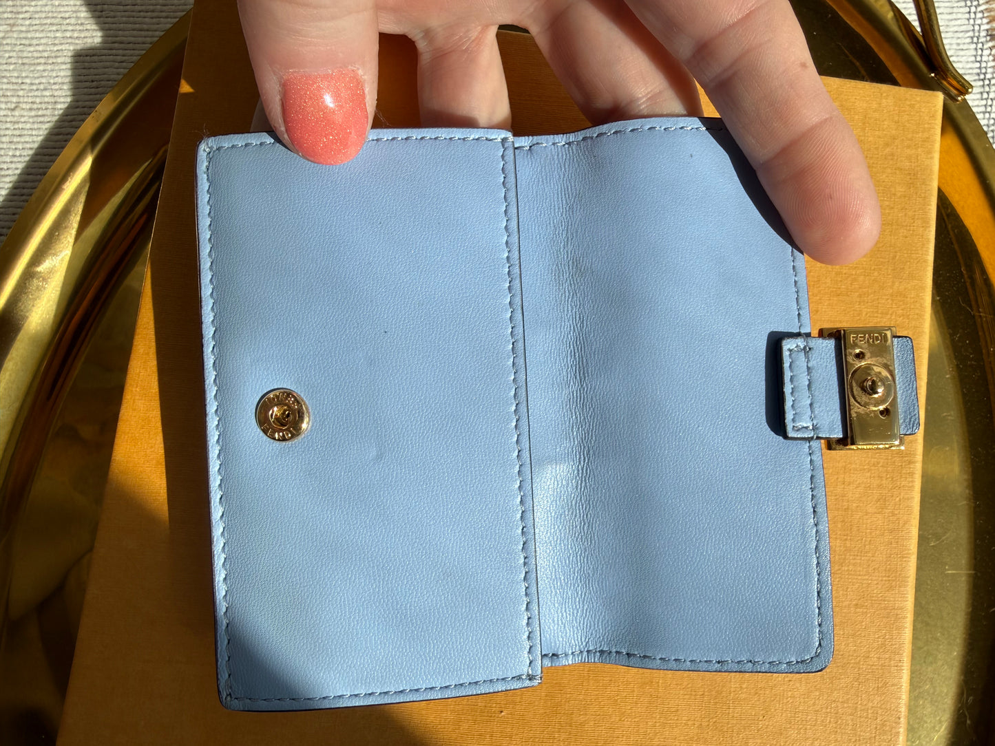 Authentic Preloved Light Blue Fendi Mini Wallet