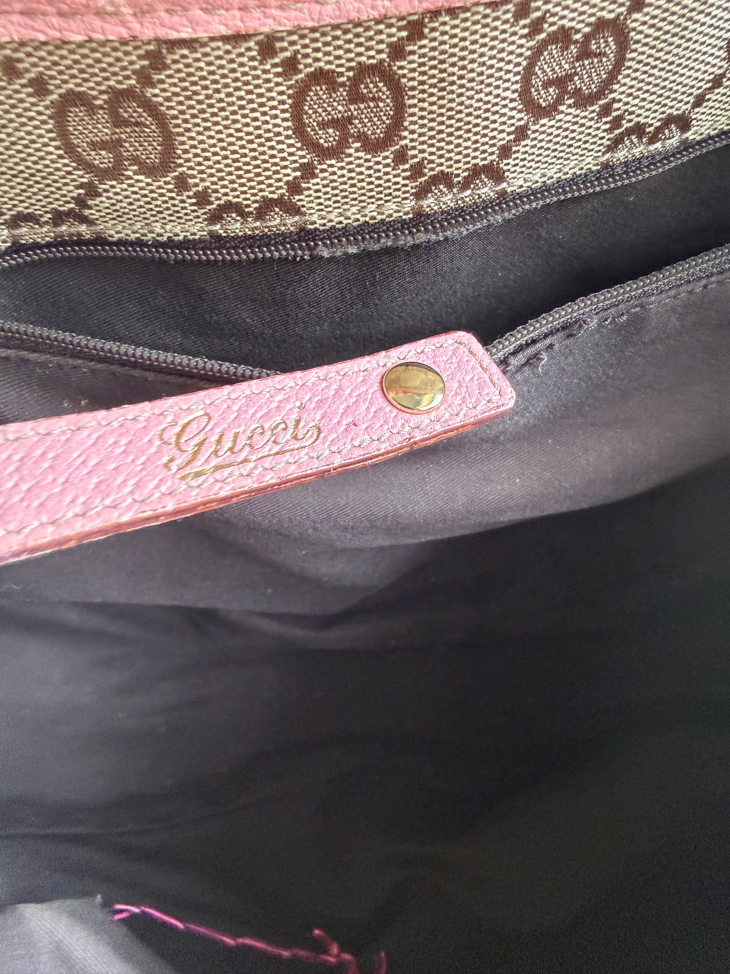 SOLD * Preloved Reimagined Authentic Vintage 2005 Pink Leather Gucci Abbey Tote