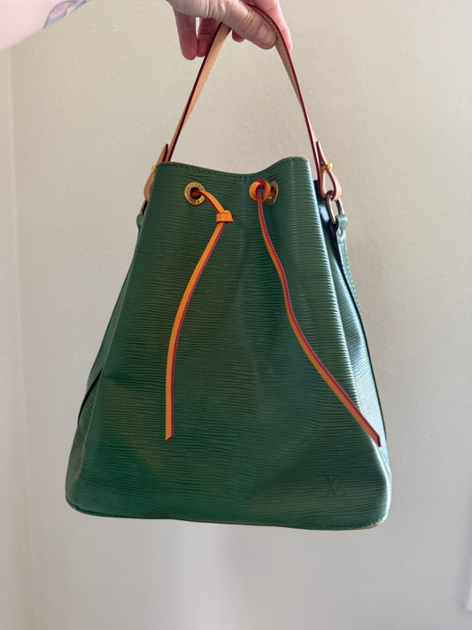 SOLD * Authentic Preloved Vintage LV Petit Noe in Green Epi Leather