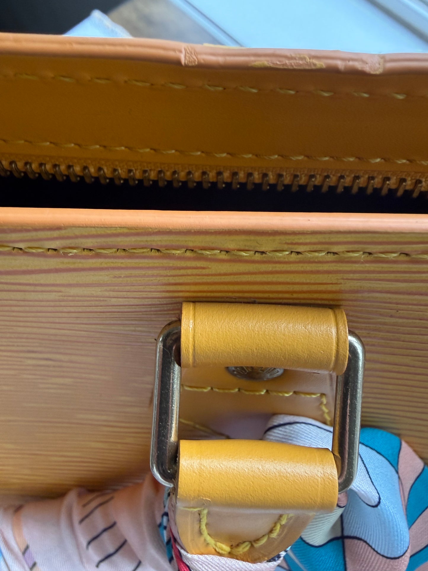 Preloved Authentic Vintage Luxury Statement Piece Iconic 1995 Louis Vuitton Sac Triangle bag in yellow epi leather