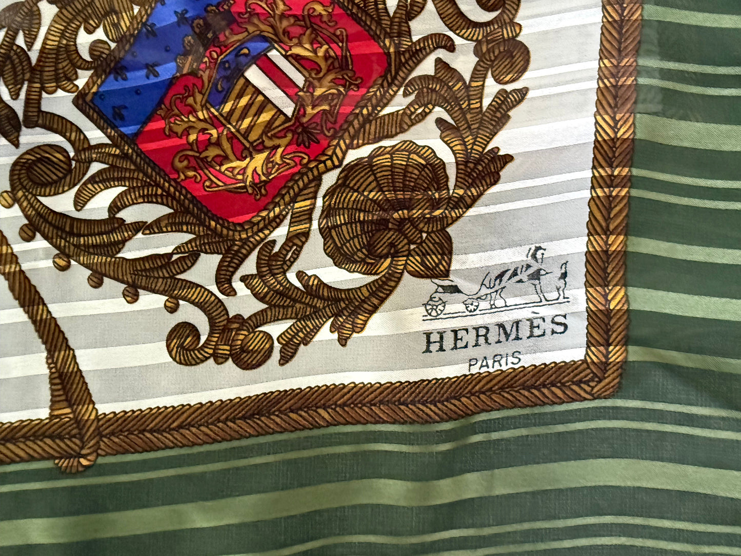 Authentic Preloved Vintage Silk Hermes Scarf “Les Armes de Paris” with box