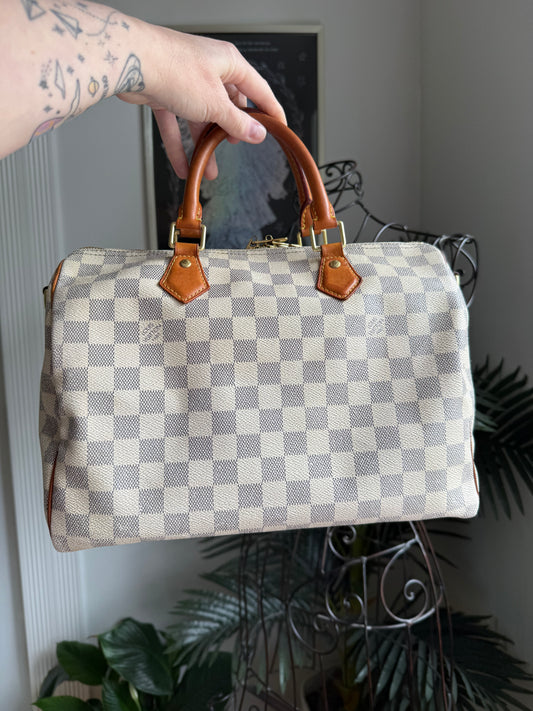 Preloved Authentic LV Speedy 30 Bando Damier Azure