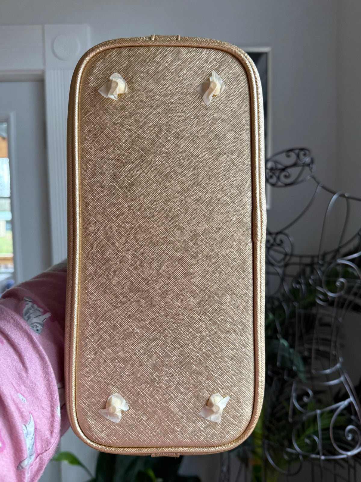 The TROPHY Tote || Handmade Upcycled Gucci Gold + Light Brown Dustbag Tote