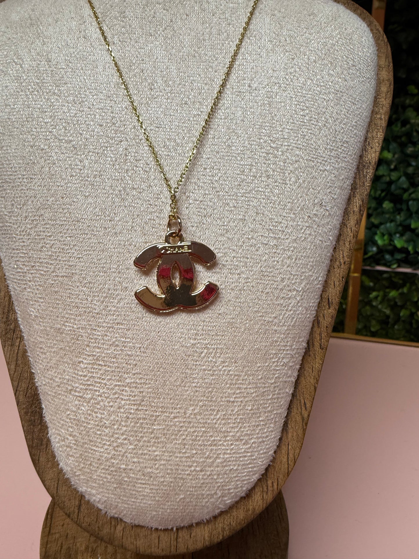 Vintage Upcycled Lux CC Charm Necklace in White