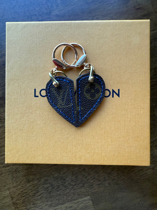 DORTHEA BFF Leather & Mono Heart Bag Charm set (Navy)