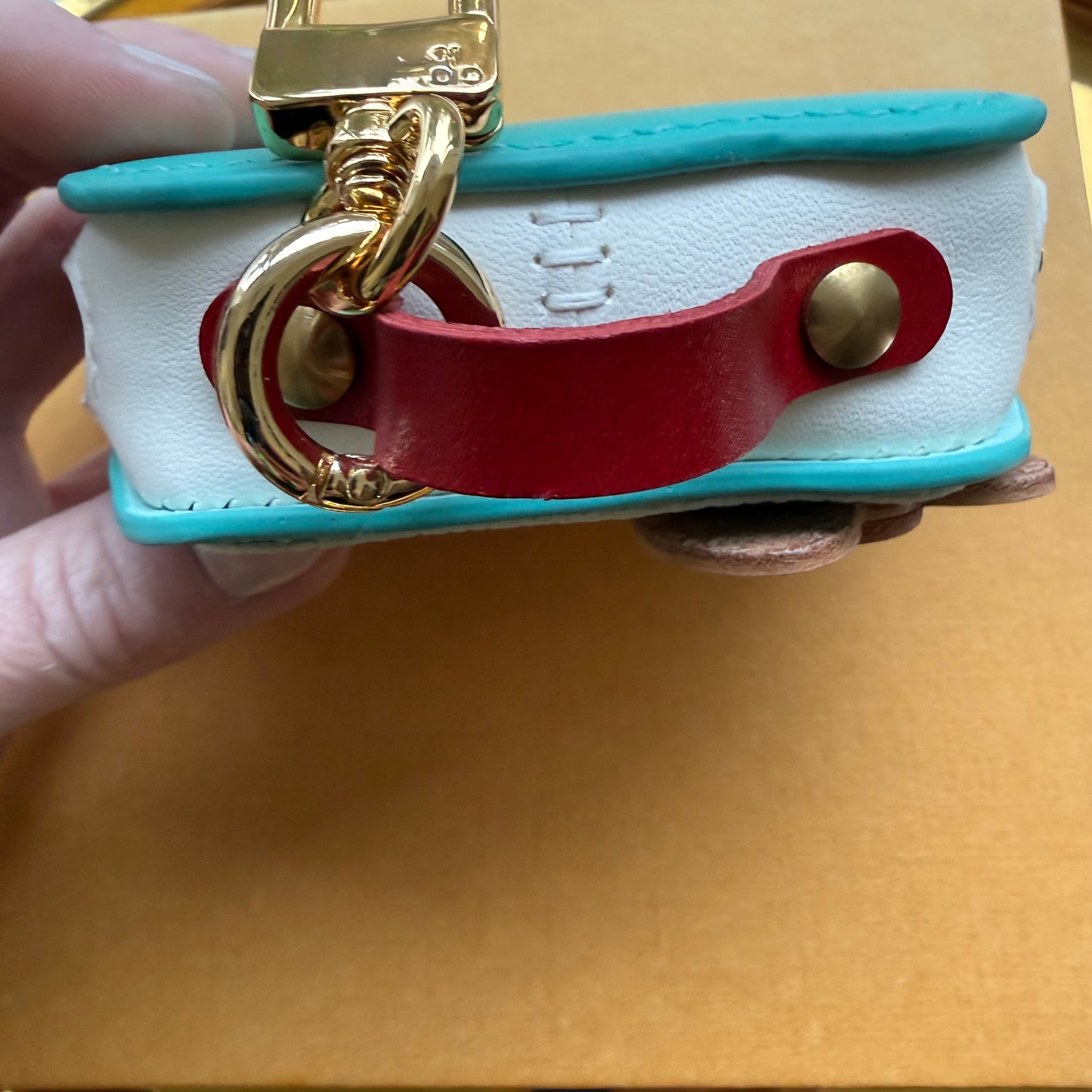 { MEOW } Handmade Leather + DA Canvas Zippy Bag Charm (Teal)