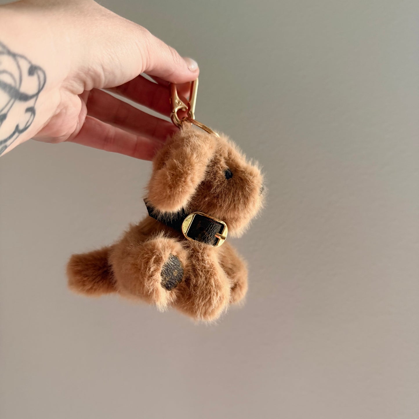 FLUFFY Handmade Upcycled LV Plush Dog Charm