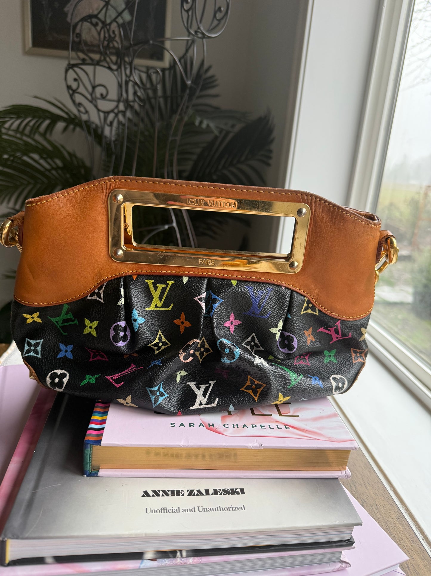 Preloved Authentic 2009 Murakami x LV Black Multicolor Judy PM