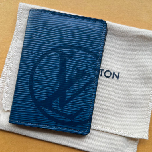 Authentic Preloved LV Giant Logo Pocket Organizer in Blue Epi Leather