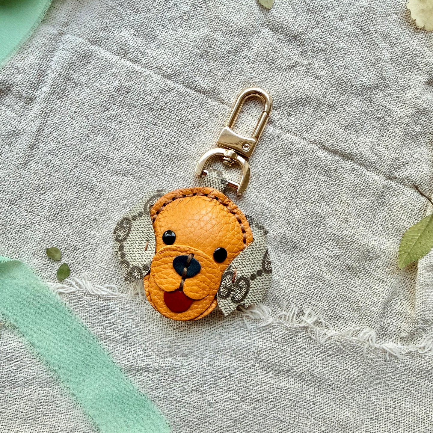 Handmade Upcycled Luxury Dog Lover Bag Charm *Various Colors*