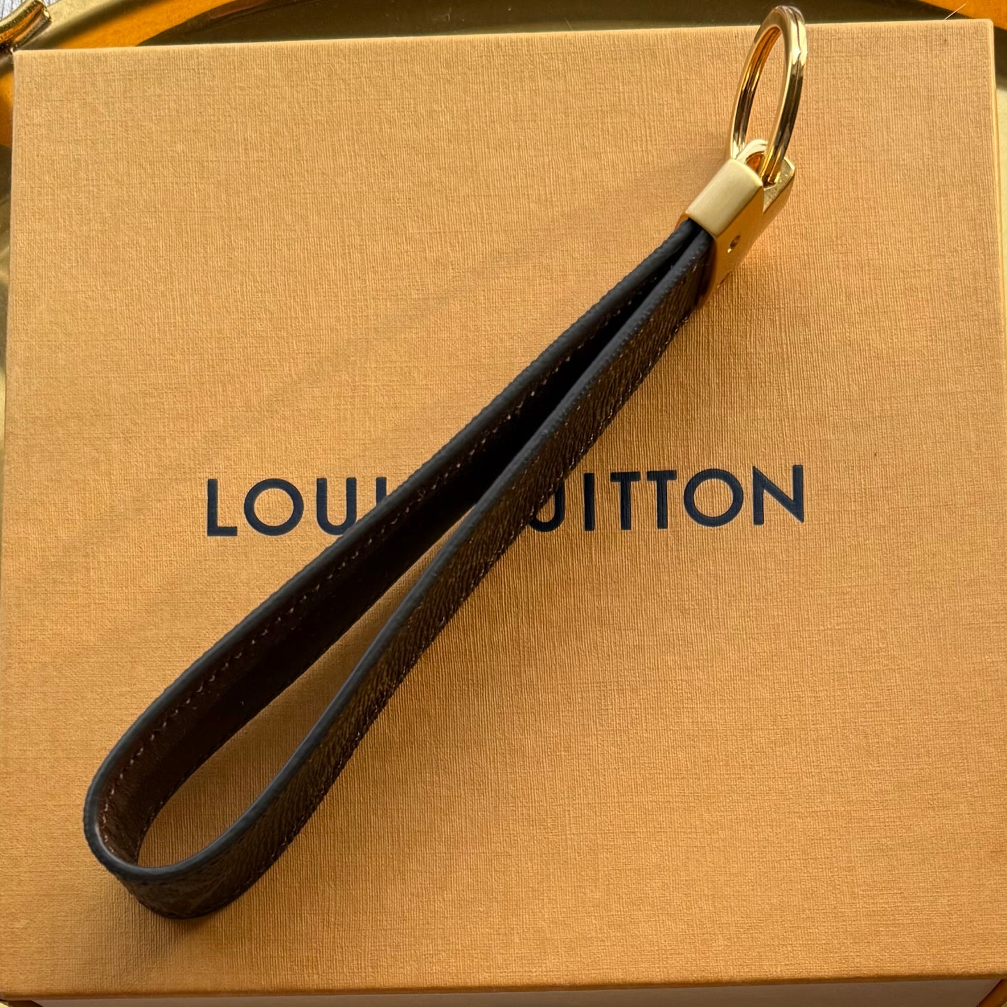 Handmade Brown LOGO Mono Wristlet