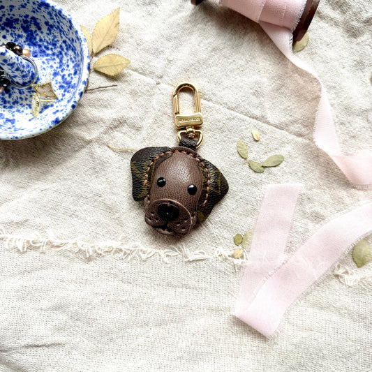 COWBOY the Silver Lab || Handmade Upcycled Luxury Dog Bag Charm