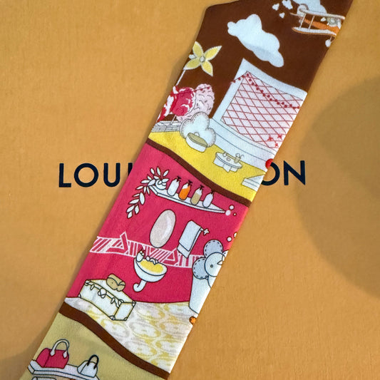 Brown + Pink Sunny Doll Silk Twilly