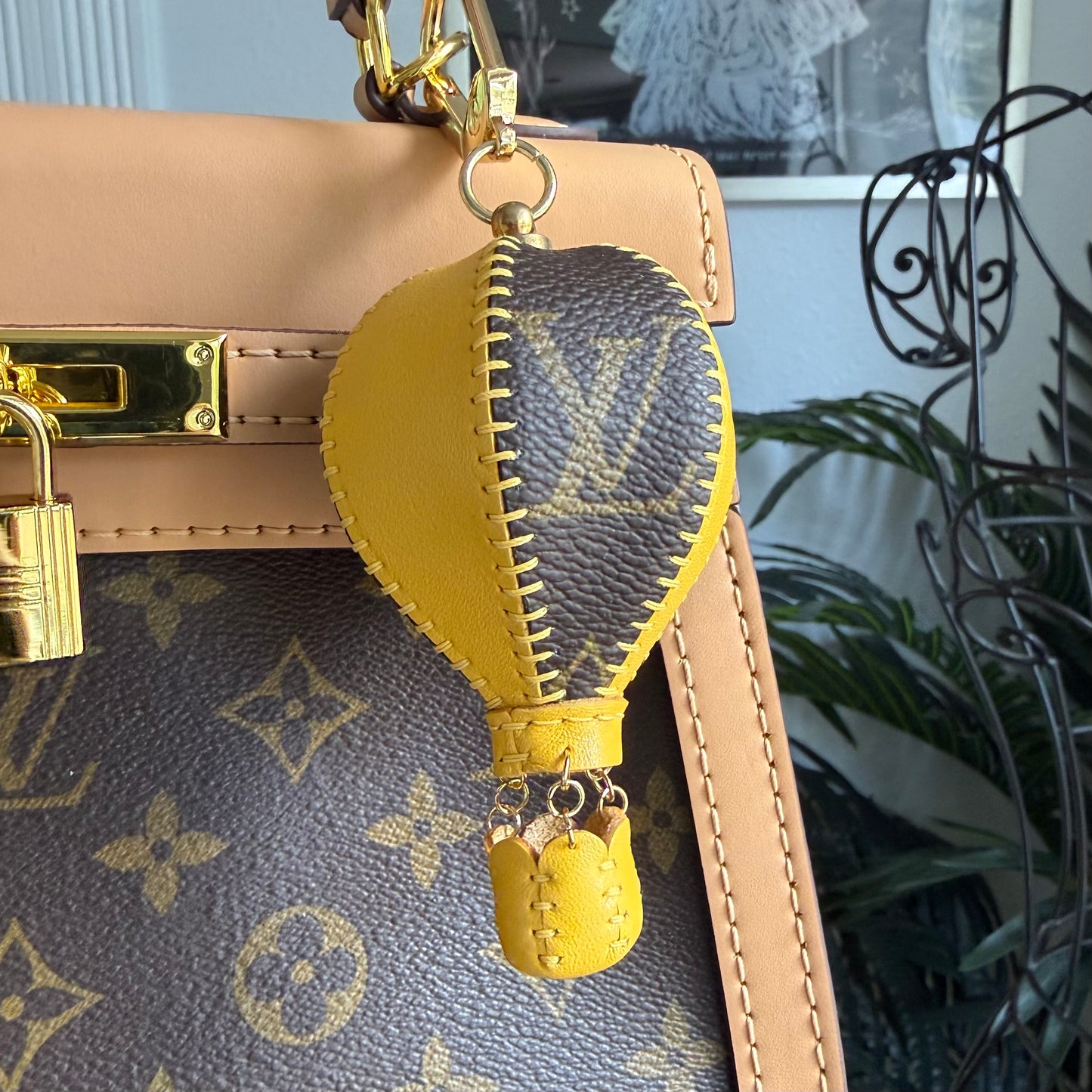 {TRACK 5} Handmade Yellow Leather + Mono Hot Air Balloon Charm