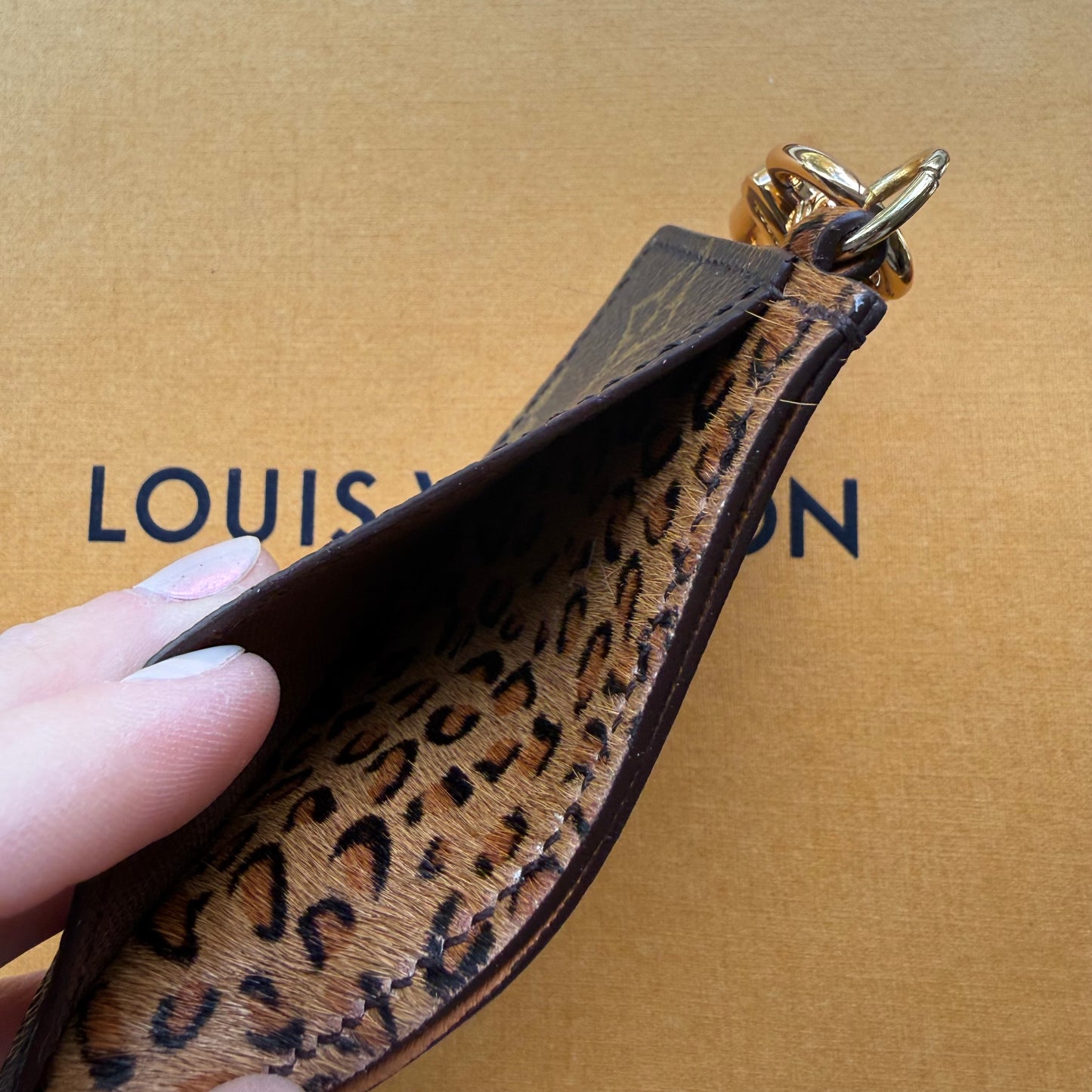{HOLIDAY} Handmade Animal Print Leather + Mono Keychain Card Wallet