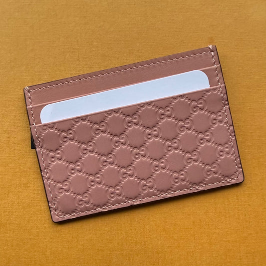 Authentic Preloved Micro GG Card Wallet in Light Pink