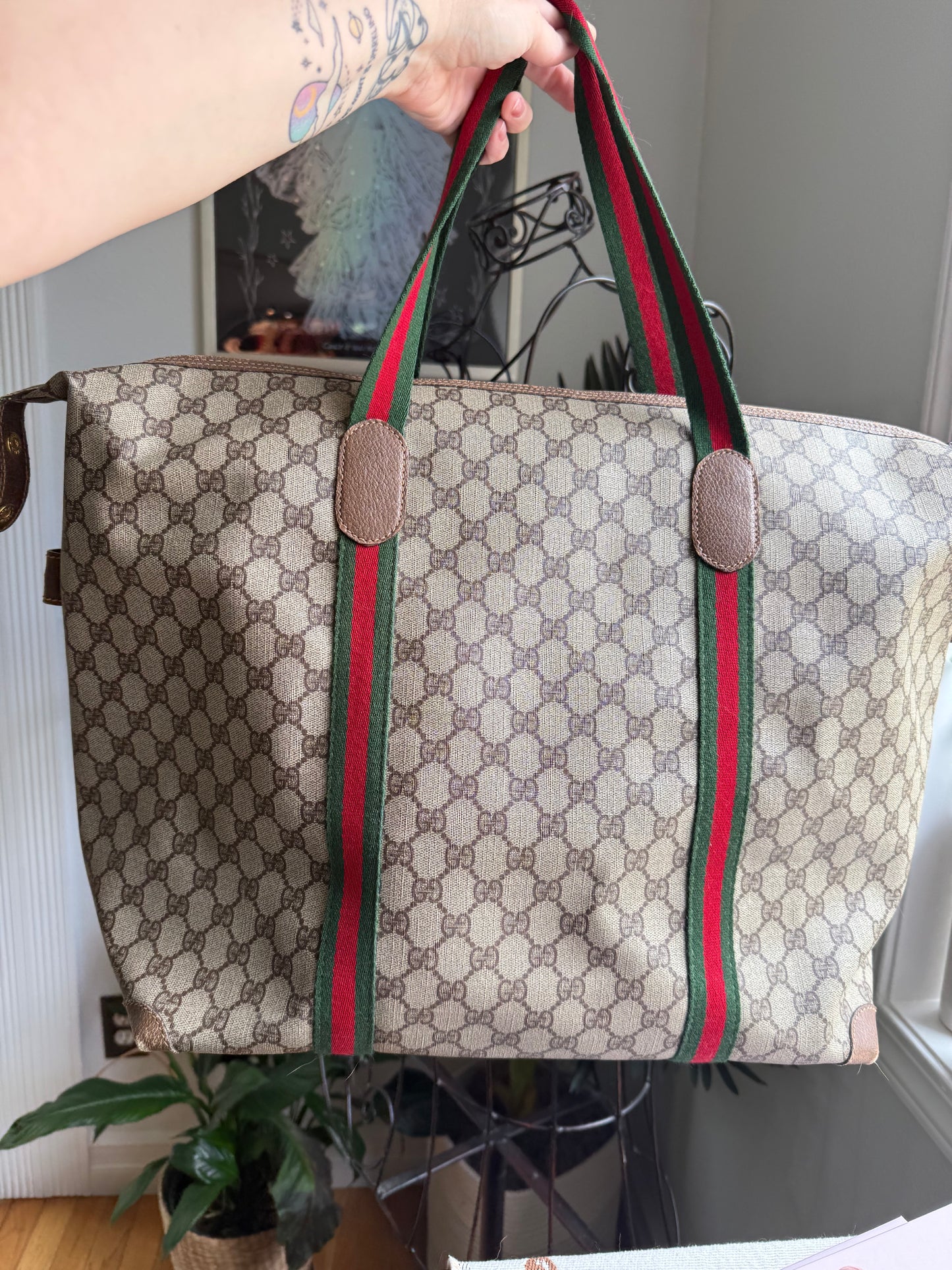 Authentic Preloved Vintage Gucci Sherry Line Canvas Weekender Bag