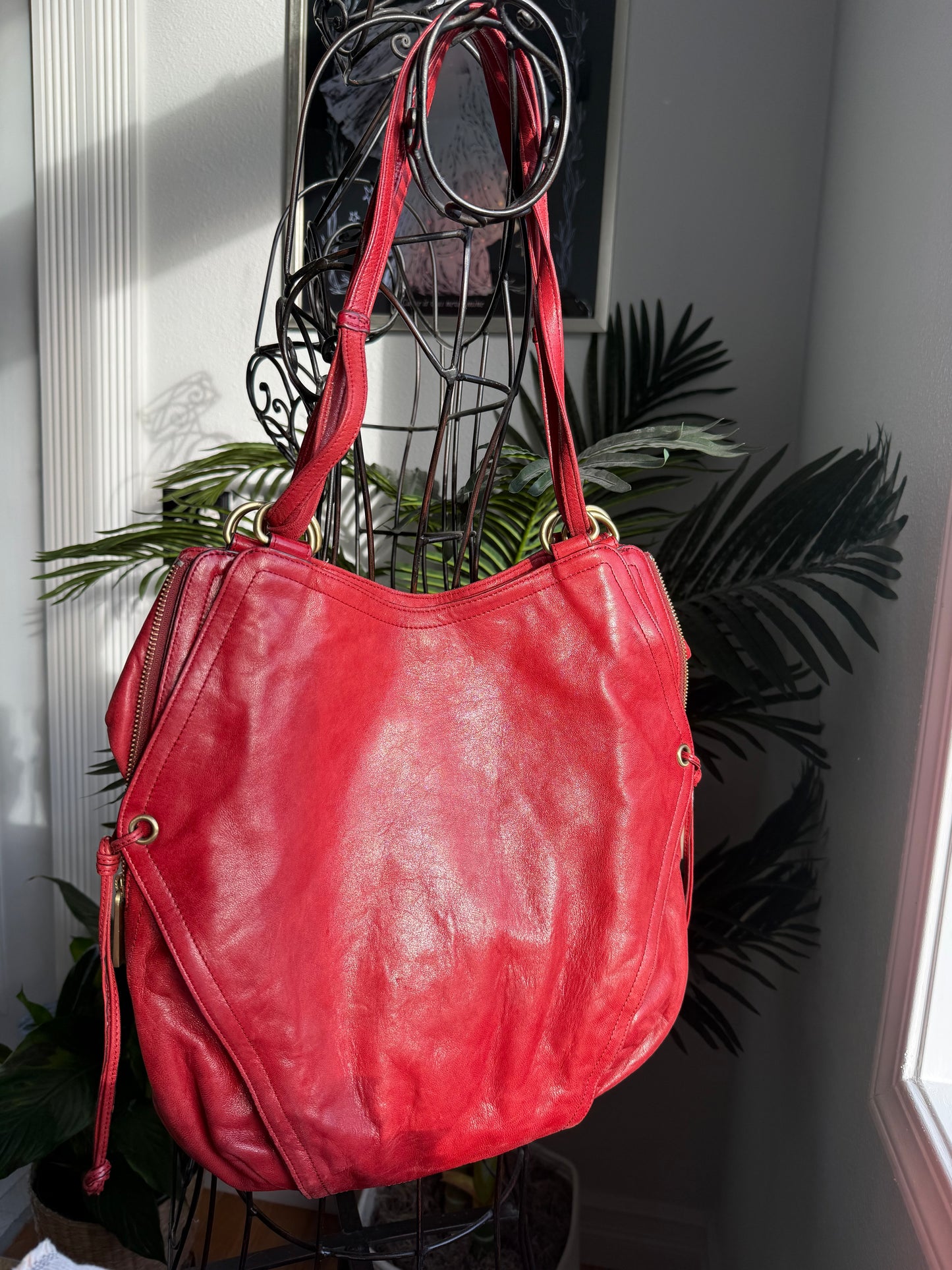 Preloved Y2K KOOBA Red Calf Leather Two Way Bag