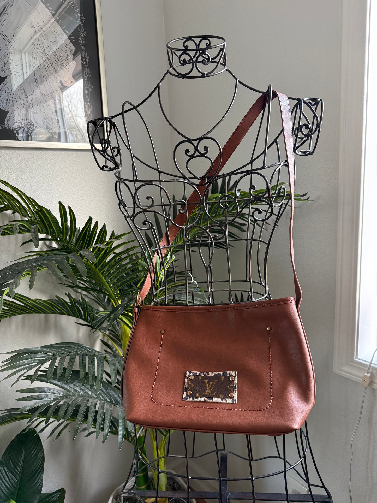 Brown Leather + Mono Patch Crossbody