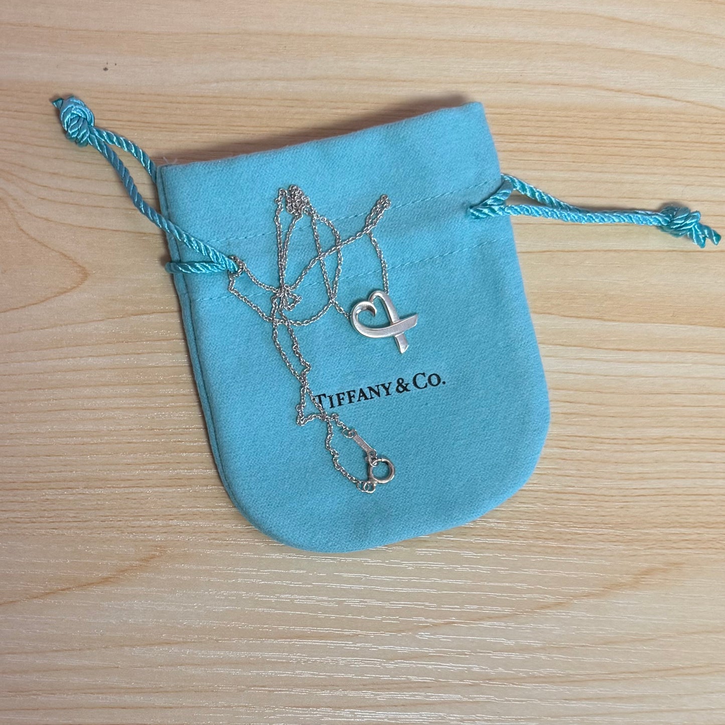 Authentic Preloved Vintage Tiffany ‘Loving Heart’ Necklace with pouch