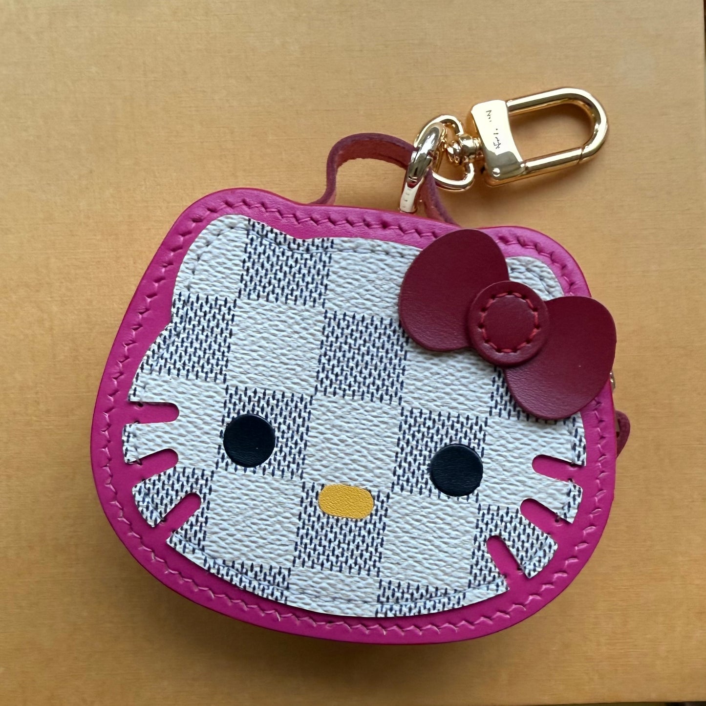 { MEOW } Handmade Leather + DA Canvas Zippy Bag Charm (Pink)