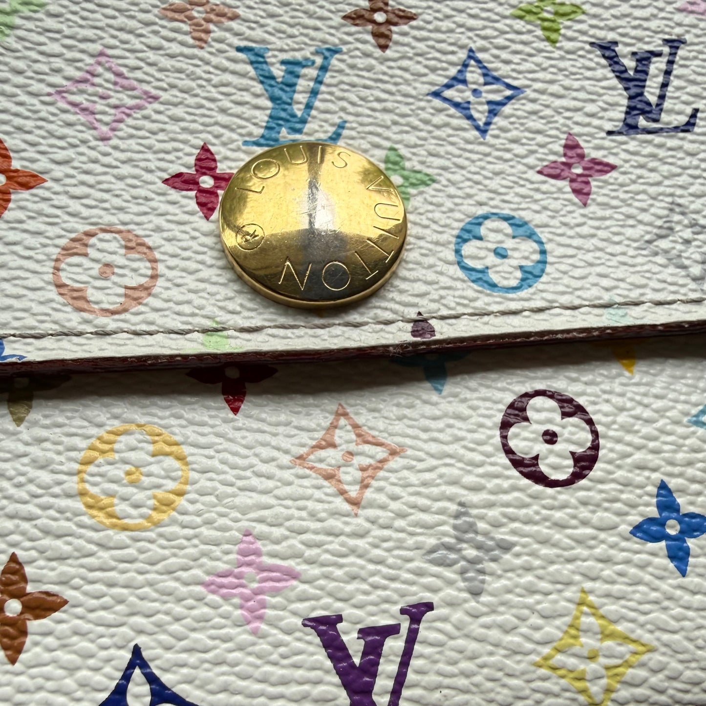 Authentic Preloved 2009 LV x Murakami White Multi Sarah Wallet