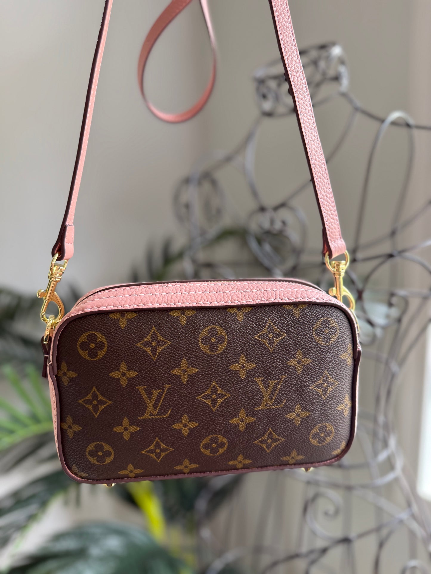 MY LOVER Handmade Mono + Pink Leather Crossbody