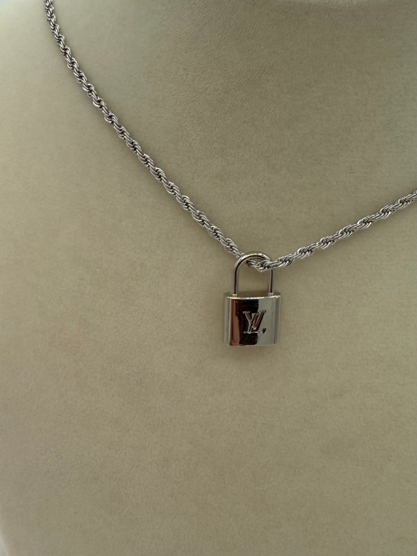 Authentic Vintage Upcycled Silver Louis Vuitton Charm Necklace