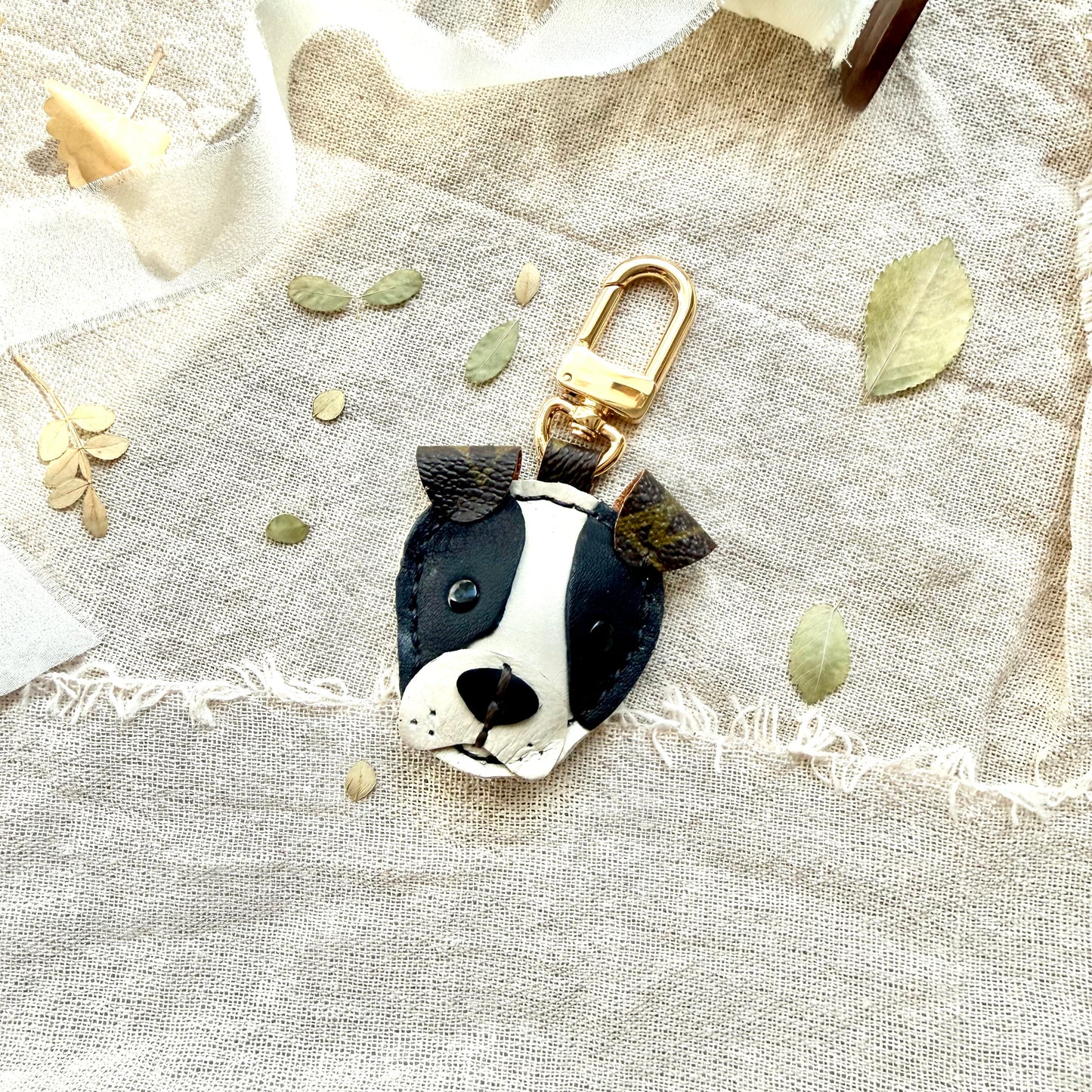 BECKY the Boxer || Handmade Upcycled Luxury Artisan Dog Pet Lover Bag Charm *Different Colors Available*