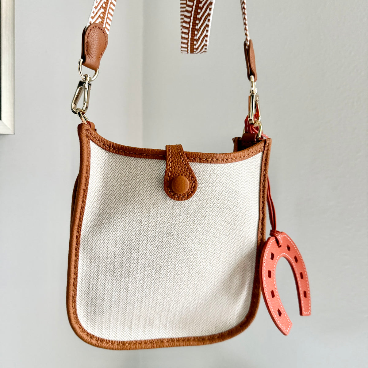 HORSE & RIDER || Handmade Upcycled Luxury Dustbag Slim Small Crossbody Shoulder Bag with charm