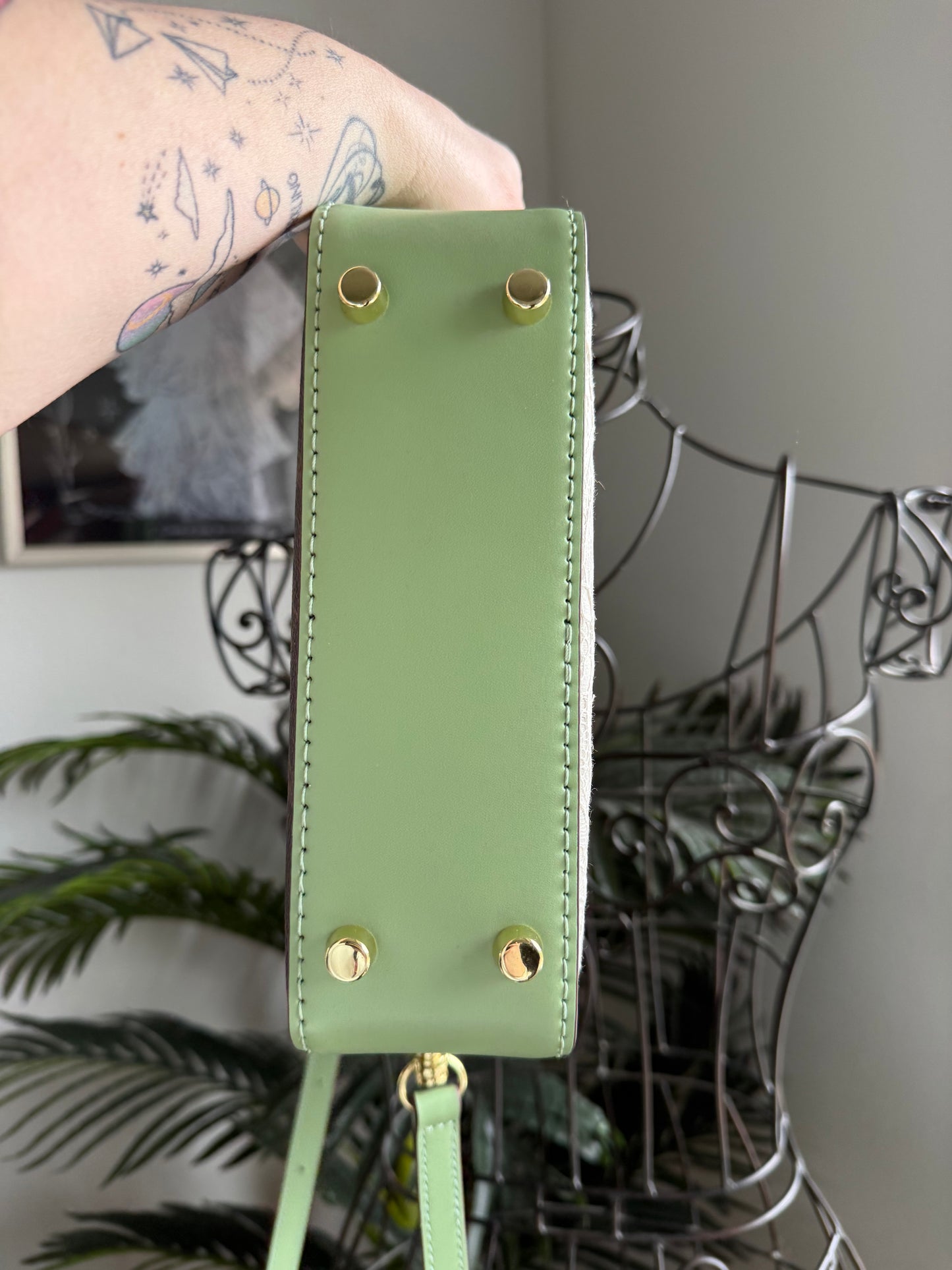 { AMERICANA } Handmade Mono Camera Crossbody Bag - Green + Lace